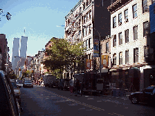 Bottom right picture is West Broadway in Soho with the World Trade Center in the distance. 