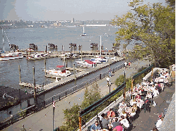 A great place for New Yorkers to get away and dine with views of the Hudson River. O'Neals Restaurant at the 79th Street Boat Basin is built inside the highway.