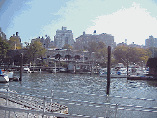 Center picture is O'Neals Restaurant at the 79th Street Boat Basin where people dined and watched the fire.