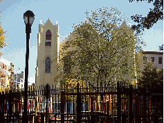 Top right picture you see a pretty church across the street from Tompkins Square Park. Tompkins Square Park was the scene of a big uprising in 1991 when the decision was made to evict the park's squatters and renovate.  