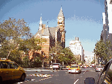 Top right is a picture of the arches of Washington Square Park. Center right picture you see one of the pretty tree lined streets of the village. Next photo is a picture of the Jefferson Market Library built as a courthouse in 1877.