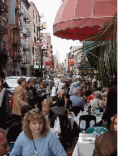 Top left picture you see lunch time dining on Mulberry Street. Buongiorno is Italian for good day or hello, a word you might hear frequently as you walk the streets of Little Italy.  Little Italy is a very friendly neighborhood!