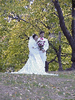 Top left photo you see a bride and groom posing for wedding pictures in Central Park.