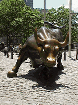 Top left photo is that famous bull, the symbol of money on Wall Street.