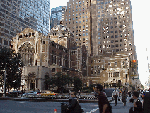 Bottom right is a picture of St. Bartholomew's Church on Park Avenue.  This Episcopal church was erected in 1918 in what is generally known as Byzantine style, however, the front portal is Romanesque.