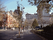 Years ago people could drive their cars through the park.  Top right picture you see a side view of the arches of Washington Square Park and Waverly Place, looking east.