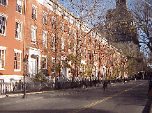 Bottom right you see the townhouses on Waverly Place across from the arches of the park.  NYU inhabits most of the buildings surrounding the park.