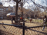 Center right is George's Dog Run in Washington Park.  This is a meeting/greeting spot for dogs and their two legged friends.