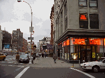 Center picture you see Tower Records on East 4th Street.  This store is a real hit with the East Village crowd.