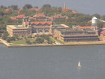 Center right you see Ellis Island as seen from the top of the World Trade Center.