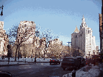 Top right is the Municipal Building and City Hall in the snow.