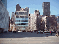 It's all about views in the city.  Bottom right you see the skyline of New York City as seen from the lawn of the United Nations Plaza on 1st Avenue.  The new Trump World Tower located next door will have the most speculator view of the East River.