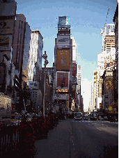 Top left picture you see busy Broadway in full swing during the afternoon hours. Top right picture you see the famous Coke sign on Broadway in the distance.