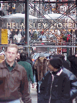 Top right you see the Helmsley Hotel on 42nd Street and the very busy sidewalk.