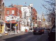 Top left you see West Broadway which is completely lined with stores.  Walk the sidewalk here and you'll see the latest in fashions, expensive jewelry and lots of shoe stores. 