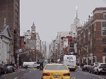 Bottom right picture you see a long shot of 6th Avenue in Greenwich Village.  You can see Jefferson Market Library to the far distant left and the top of the Empire State Building distant right.