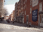 Center right picture you see the quiet cobblestone streets of South Street Seaport which is part of the South Street Seaport Museum.  The Museum covers several blocks in this area.