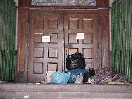 Center right photo you see a homeless person sleeping in the doorway to a school.   A slow down in the economy will make it much harder on these people.  Every little bit counts.  Visit our photo gallery Click and Save and see ways you can help. Thanks!