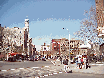 Bottom right picture you see Father Demo Square in Greenwich Village. The Village has a lot of nightclubs so many people go to work late here.  A lot of the stores don't open until lunchtime in the village.