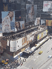 This is the heart of the Theater District.  This is where the curtains rise and fall on many famous actors. Top right picture you see aerial photography of the billboards on Broadway.