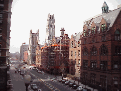 Bottom right picture you see Teachers College.  In the far distance you can see Riverside Church which is visible for many miles in the skyline.