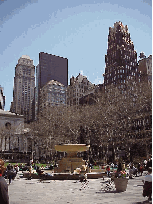 Bottom right picture you see the skyline of the city and the beautiful buildings as seen from the lawn of Bryant Park.