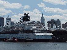 Center right picture you see a Celebrity Cruise Ship with the Empire State Building in the distance.