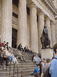 Top left picture you see the lunch crowd on the steps of Federal Hall Museum.  This once was the capital of our country.