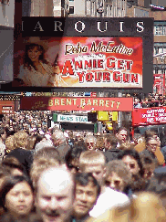 Be sure and try a coffeehouse while visiting the village. Top right picture you see the sidewalk in front of the Marriott Marquis Hotel in Times Square.  As you can see this is a very popular place!