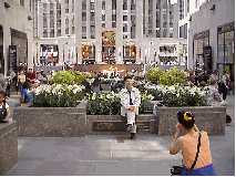 Center right picture you see one of the many tourists that pose for photos at Rockefeller Center on Fifth Avenue.