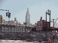 Bottom right you see the Empire State Building as seen in front of the Chelsea Piers. The meat market district is in the center view.