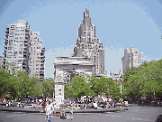 Top left picture you see Washington Square Park which is in Greenwich Village or the West Village.  Behind the arches of Washington Square Park is Fifth Avenue which divides the city east and west.  Years ago traffic drove through the park.