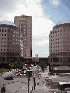 You could live in Battery Park City and never go out in the rain!  Top right and left pictures you see the enclosed walkways that lead you from one building to the next.  You can take the subway in the World Trade Center, shop, dine, or work.