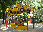 It's not all shopping and business in the area of Silicon Alley, however.  A visit to Madison Square Park turned up some interesting art work.  Top left you see a great tribute to NYC's taxicabs in Madison Square Park.