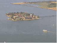 Bottom right picture you see Ellis Island, where so many of our ancestors first came to this country. This aerial photo was taken from the top of the World Trade Center.