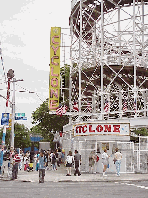 Top left picture you see the entrance to the Cyclone roller coaster in Coney Island.