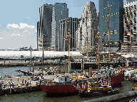 The downtown area of New York City is so beautiful.  Top left picture you see the skyline of the city as seen from Pier 17 at South Street Seaport.  The historical ships you see are part of the South Street Seaport Museum.