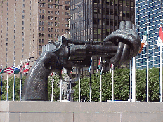 Bottom right picture you see the famous statue of a gun at the entrance to the United Nations.  