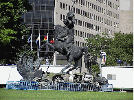 Top right picture you see one of the many statues on the lawn of the United Nations that will be part of the view from Trump World Tower.