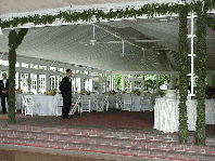 Center right photo you see the banquet room of the Boat House Restaurant all dressed up and waiting for a wedding party to arrive.