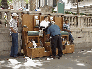 Top right photo you see the shoe shine people hard at work on 42nd Street at the New York Public Library and Bryant Park.