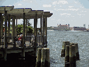 Top right picture you see one of the piers along the esplanade at Battery Park. In the far distance you can see Ellis Island.