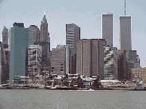 Top left picture you see the skyline of NYC that is part of the view from the River Caf.  In the distance you see the World Trade Towers. To the front is Pier 17 at South Street Seaport.