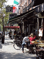 Top left picture you see the arches of Washington Square Park which is the center of Greenwich Village.  This picture was taken on Fifth Avenue and you can see the World Trade Towers in the distance. Top right picture is Caf Dante on MacDougal Street.