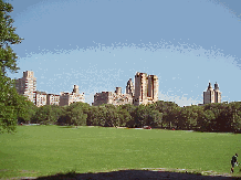 Top left picture you see the skyline of New York City West Side as seen from Sheep Meadow in Central Park.