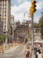 Top left picture you see Broadway.  In the distance is the wholesale district.  To the right of the picture is Union Square.