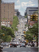 Top left picture you see a row of pretty homes in Harlem. Top right picture you see Amsterdam Avenue near Columbia University.