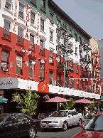 Top left picture you see the Empire State Building in the far distance and the traffic on Mulberry Street. Top right picture you see Puglia Restaurant between Mott and Mulberry Streets at 189 Hester Street.  This restaurant is great fun.