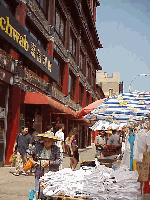 Top right you see Centre Street and Canal Streets in Chinatown and the average sidewalk traffic during the day. Center right picture you see Canal Street a couple of days after the disaster.  Pedestrians had to pass through check points.