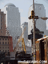 Top right picture was taken on Broadway as you see the gaping hole where the World Trade Center Towers once stood.